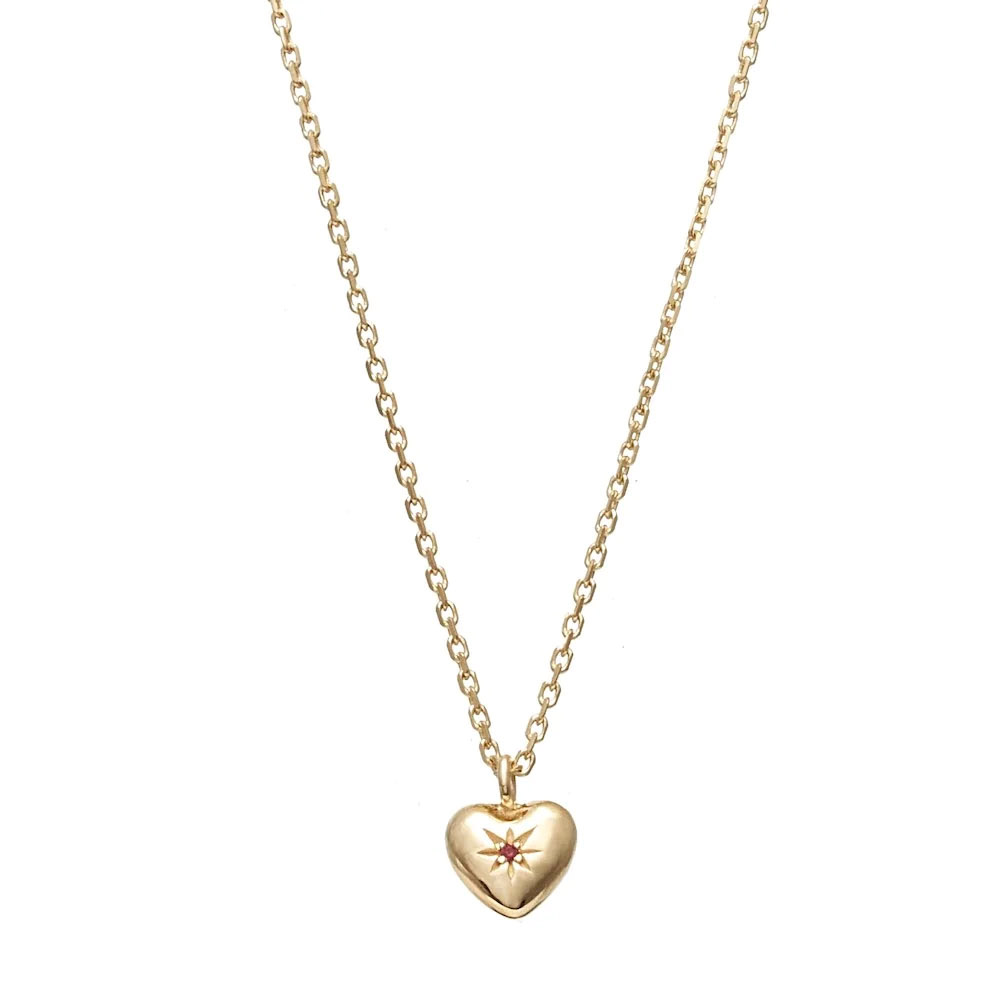 Silk & Steel Petite Puffed Heart Necklace